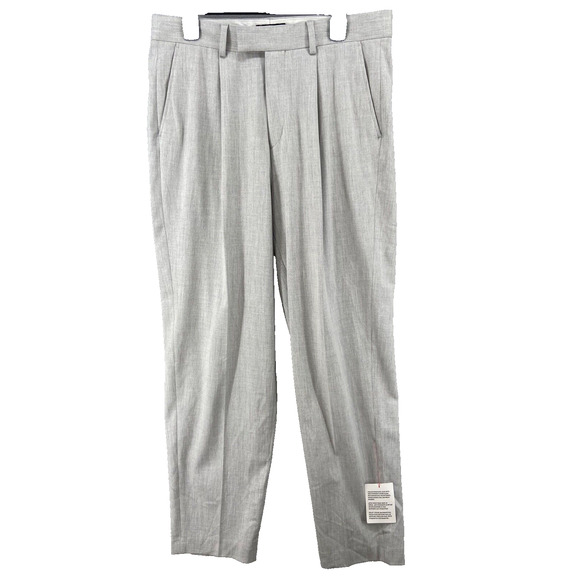 ASOS Design Pants Mens Sz 34x34 Smart Tapered Trouser Grey Pleated Pockets Dress - Picture 1 of 12
